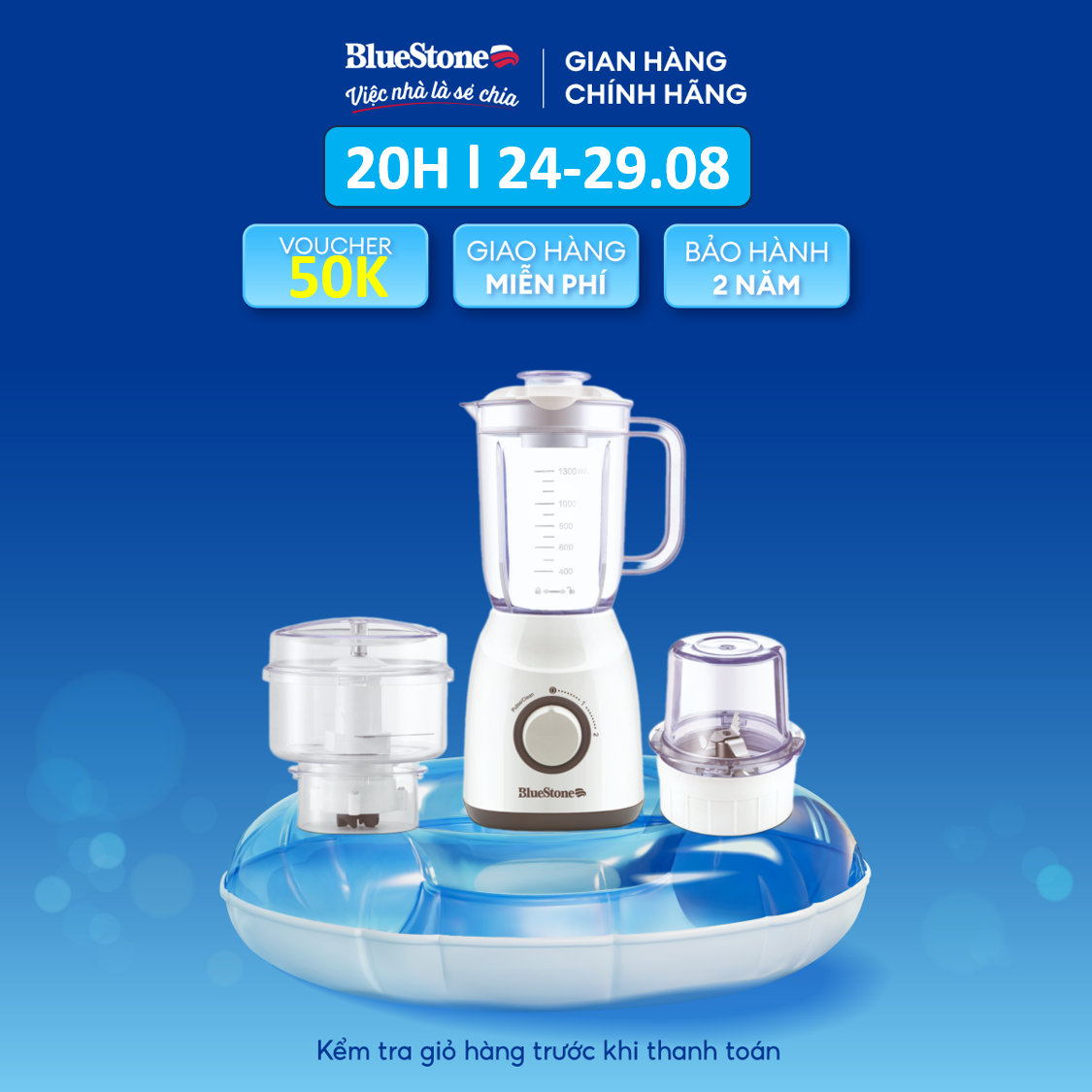 Máy Xay Sinh Tố BlueStone BLB-5329 (300W) - Dung tích cối 1,3 lít - Bảo hành 2 năm - Hàng Chính Hãng