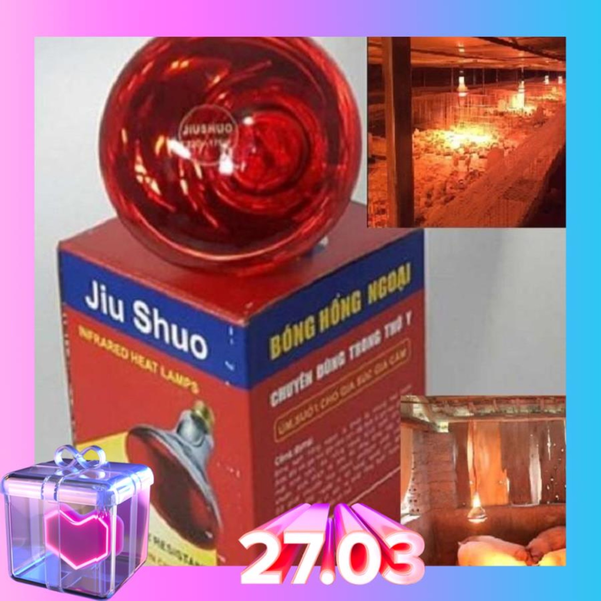 Bóng đèn hồng ngoại Bóng đèn sưởi bóng úm hồng ngoại -Đèn úm gà hồng ngoại sưởi gia cầm