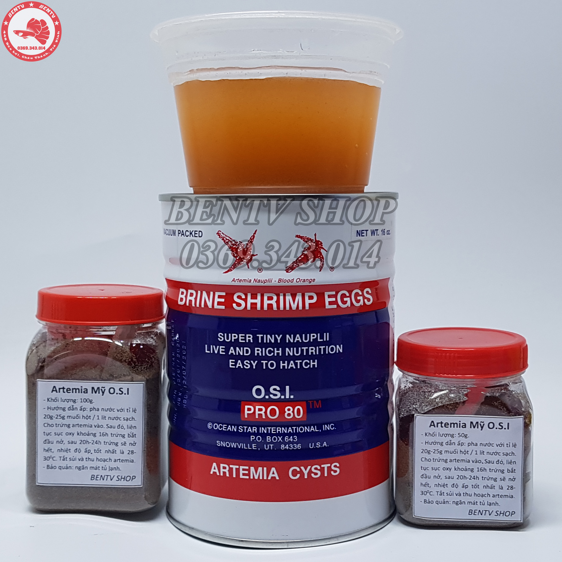 Trứng Artemia Mỹ O.S.I - Tỉ Lệ Nở Cao - Thức Ăn Cho Cá Bột (50g)