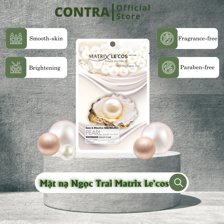 Mặt nạ giấy Ngọc Trai làm sáng da cân bằng độ ẩm Matrix Le'cos - Contra Cosmetics