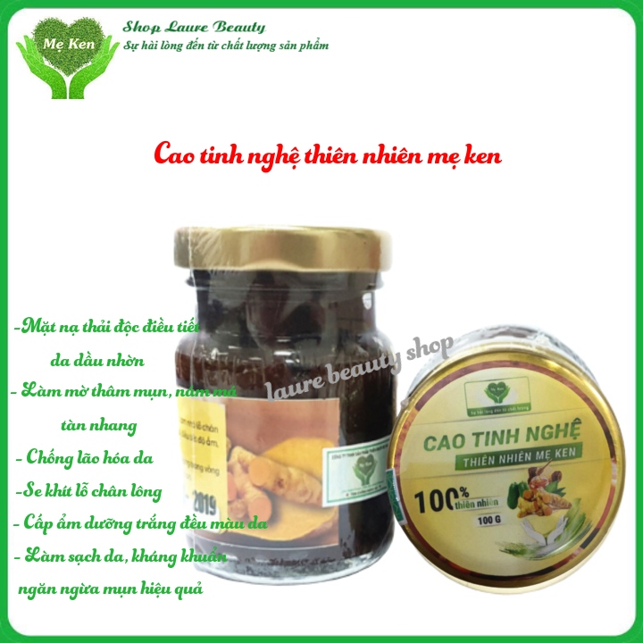Cao tinh nghệ mẹ ken, mặt nạ dưỡng ẩm thải độc da, làm mờ vết thâm mụn nám má, trắng sáng da, kiềm dầu, se đầu mụn ẩn