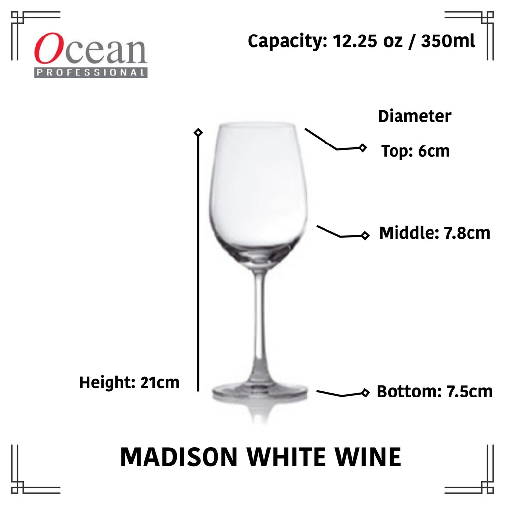 Bộ 6 ly thủy tinh ocean madison white w.ine – 1015w12 – 350ml