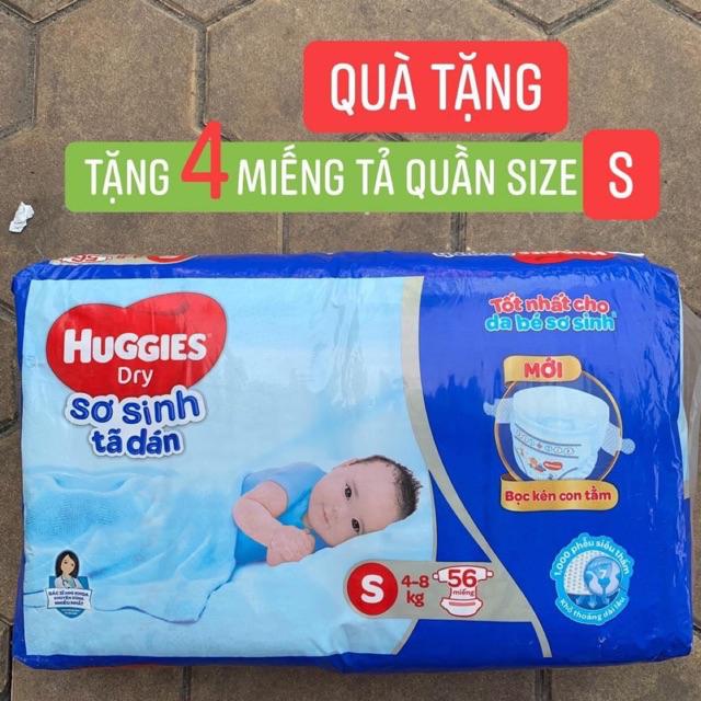 Tã dán sơ sinh Huggies S56 tặng khăn ướt