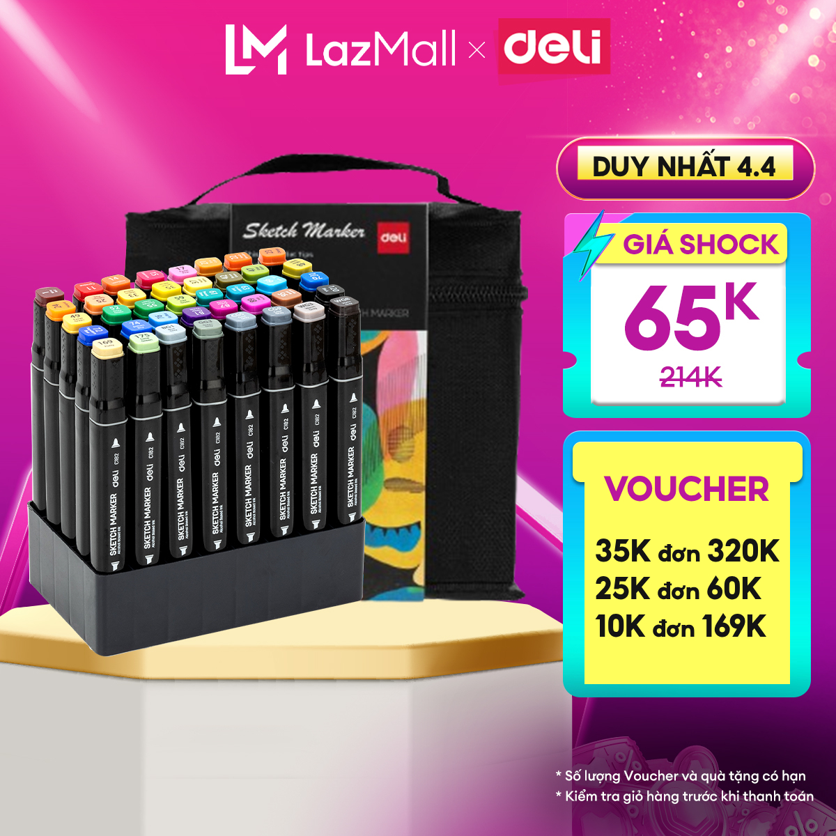 [BẢN MỚI] Bút Màu Marker Touch Bộ Full 30/40/60/80 màu Deli - Màu Marker 2 Đầu Màu Dạ Vẽ Tranh chuyên nghiệp kèm túi vải- Bút Màu Touchcool  - E70806