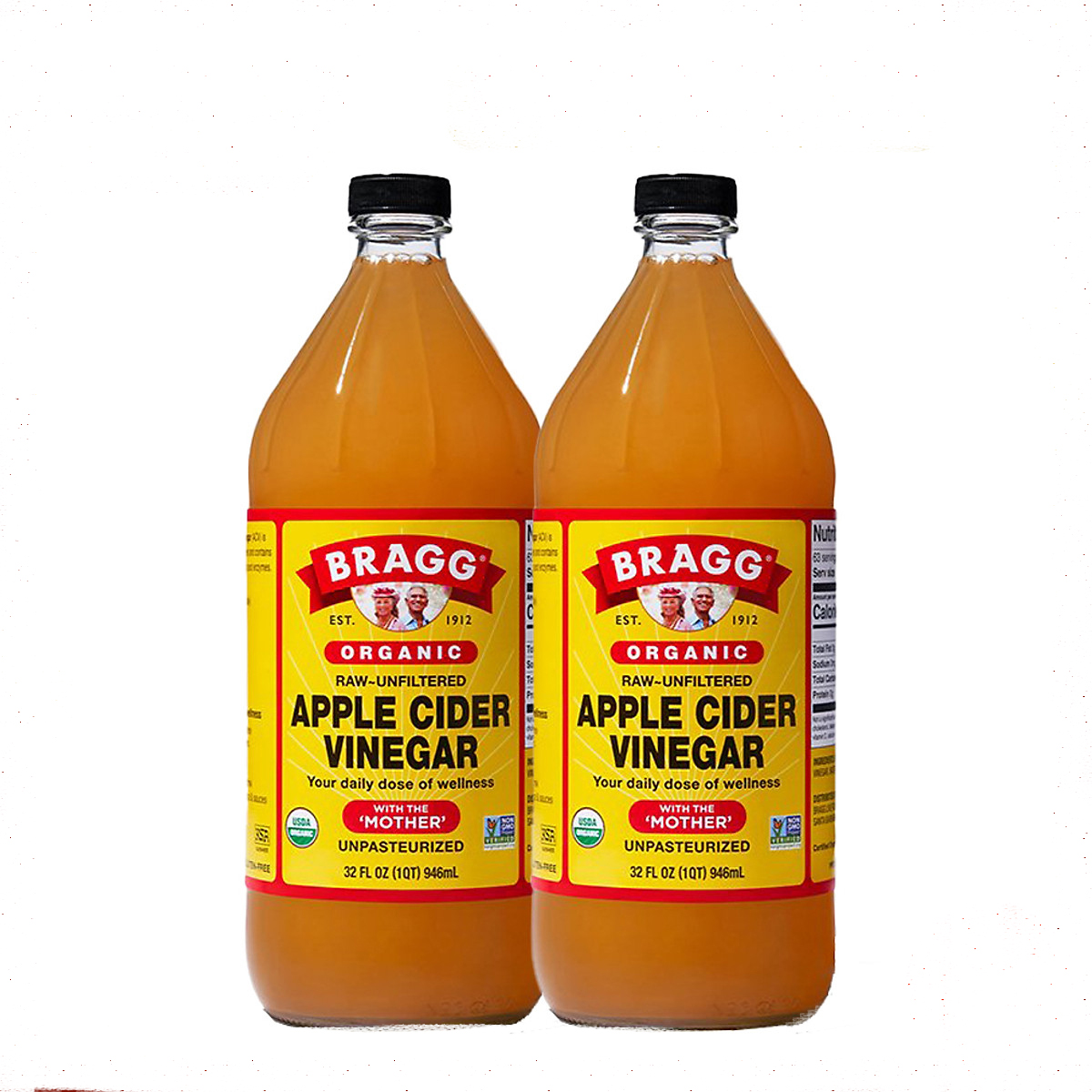 Bộ 2 Chai Giấm Táo Hữu Cơ hiệu Bragg Organic Apple Cider Vinegar - Chai lớn 946ml