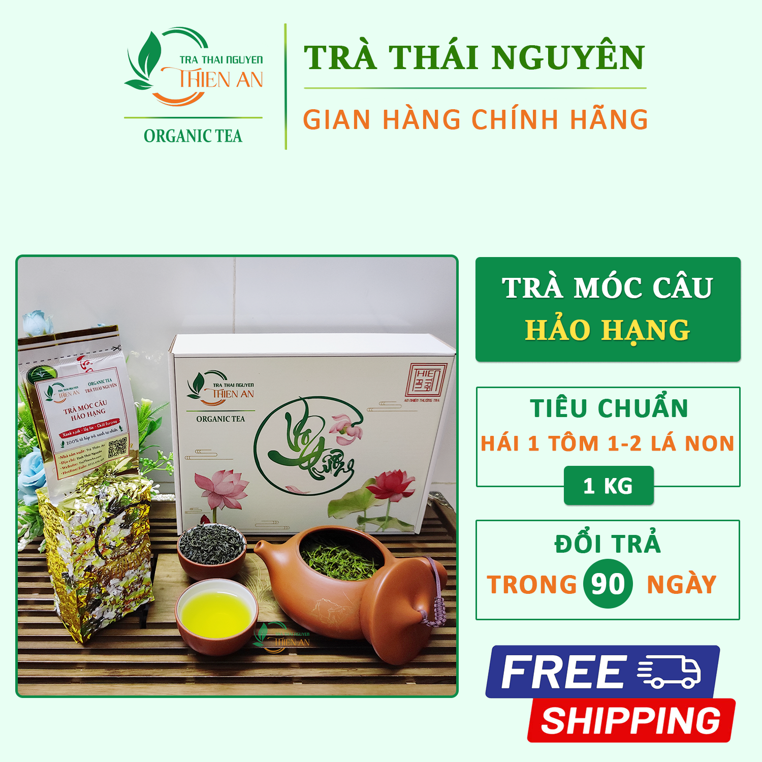 Trà Móc Câu Hảo Hạng 1Kg - 10 gói 100g Trà Thái Nguyên Thiên An