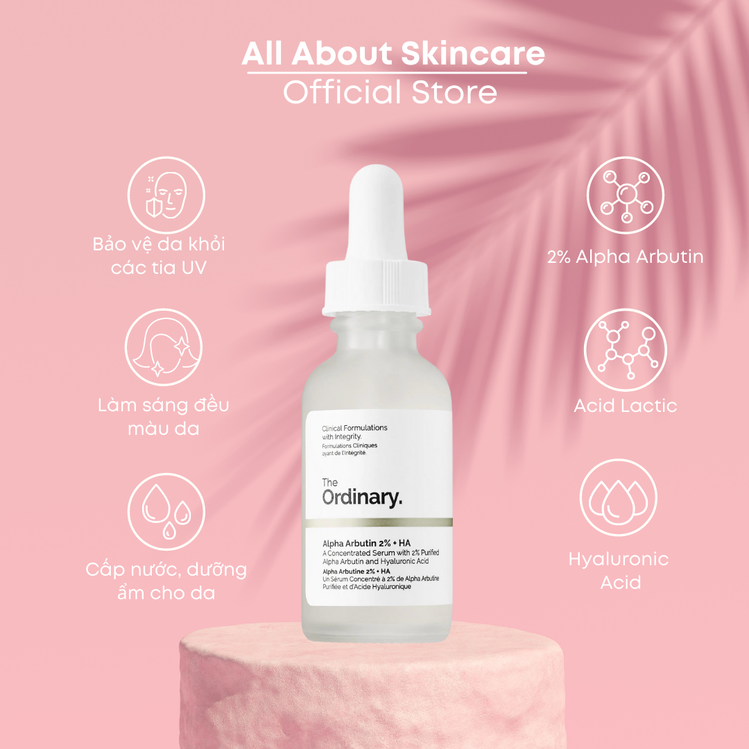 Tinh chất dưỡng trắng mờ thâm nám The Ordinary Alpha Arbutin 2% + HA 30ml [Bản Mỹ]