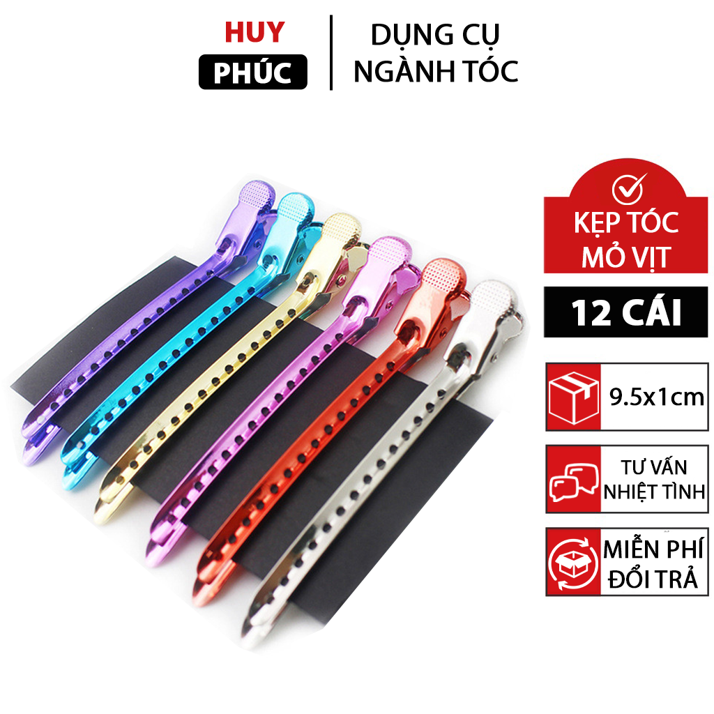 Kẹp định hình tóc sóng nước 12 cái, kẹp sóng nước tóc mỏ vịt định hình chia tóc thép inox K4
