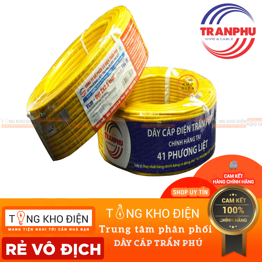Dây điện TRẦN PHÚ - Phương Liệt [CHÍNH HÃNG] - Lõi đồng 100%  (Mỗi số lượng chọn tương ứng 1 mét)