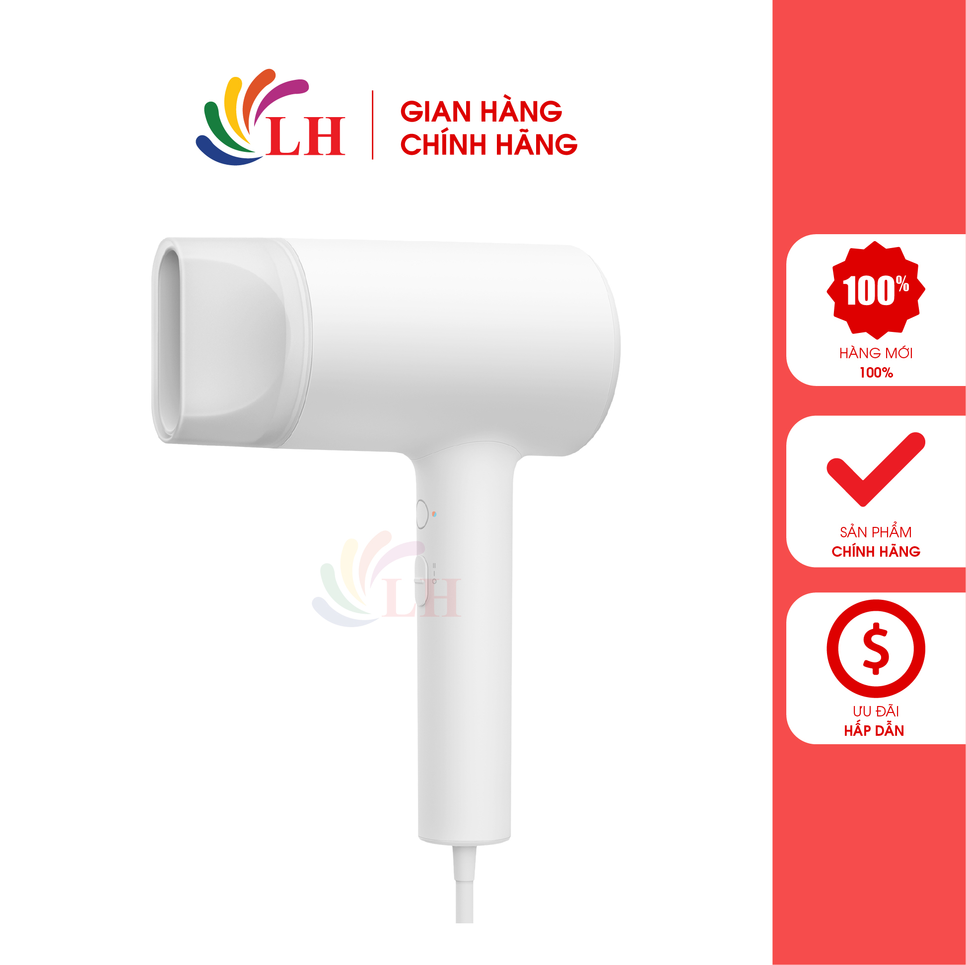 Máy sấy tóc Xiaomi Mi Ionic Hair Dryer NUN4052GL CMJ01LX3 - Hàng chính hãng - Công suất 1800W, hạn chế rối tóc và hỗ trợ tóc xoăn vào nếp, tự động ngắt khi quá nhiệt