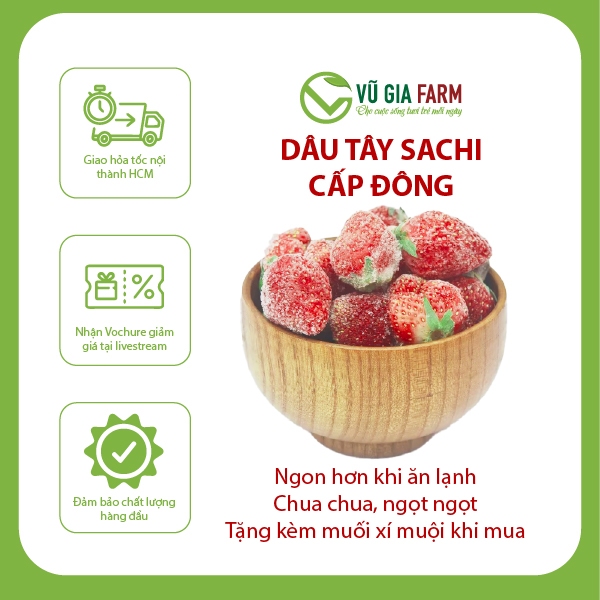 [HCM] Dâu Sachi Nhật Cấp Đông - làm kem, bánh, mứt, sinh tố