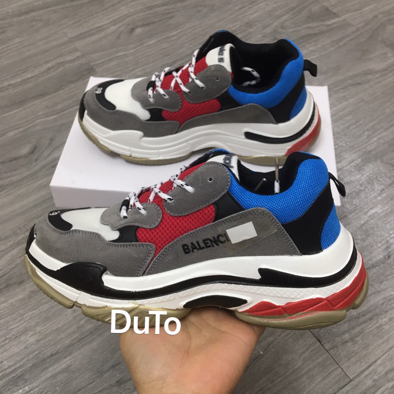 [TẶNG HỘP+TẤT] Giày thể thao trip XÁM ĐỎ XANH