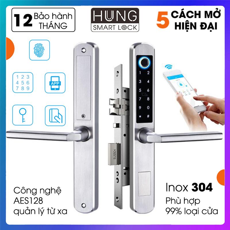 [APP tiếng Việt] Khóa vân tay cửa nhôm, Khóa cửa thông minh, Ổ khóa chống trộm, 5 chức năng mở: Vân tay, APP, Mã số, Thẻ từ, Chìa cơ, Chất liệu Inox 304 Thép không gỉ, phù hợp mọi loại cửa, Bảo hành 12 tháng
