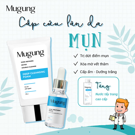 [HCM]Bộ đôi giảm mụn thầm tốc Mugung Serum mụn và Sữa Rửa Mặt đánh bay mụn nhanh chóngcấp ẩm nuôi dưỡng da mịn màng căng bóng khỏe mạnh tặng tẩy trang