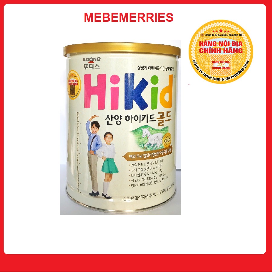 Sữa Hikid dê núi nội địa Hàn quốc 650gr mẫu mới (Date 2024)