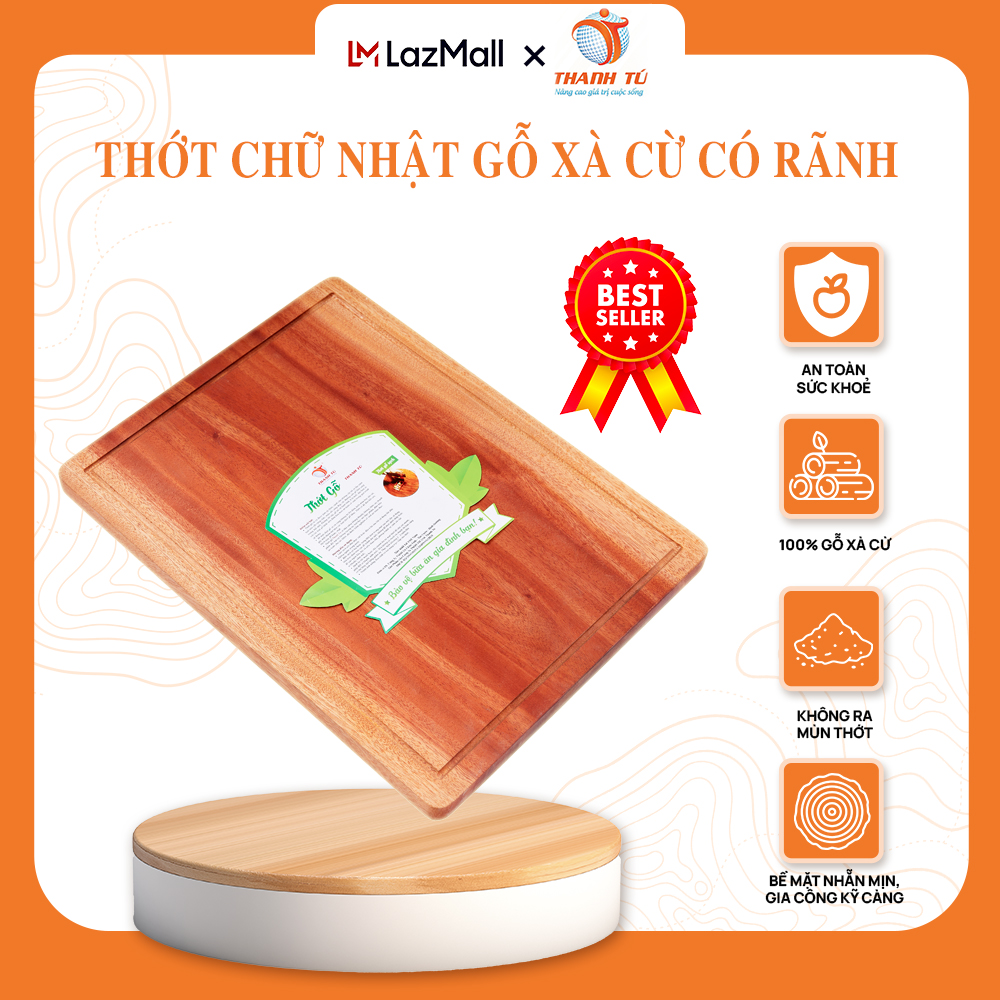 Thớt cn décor gỗ xà cừ thanh tú 20x30cm