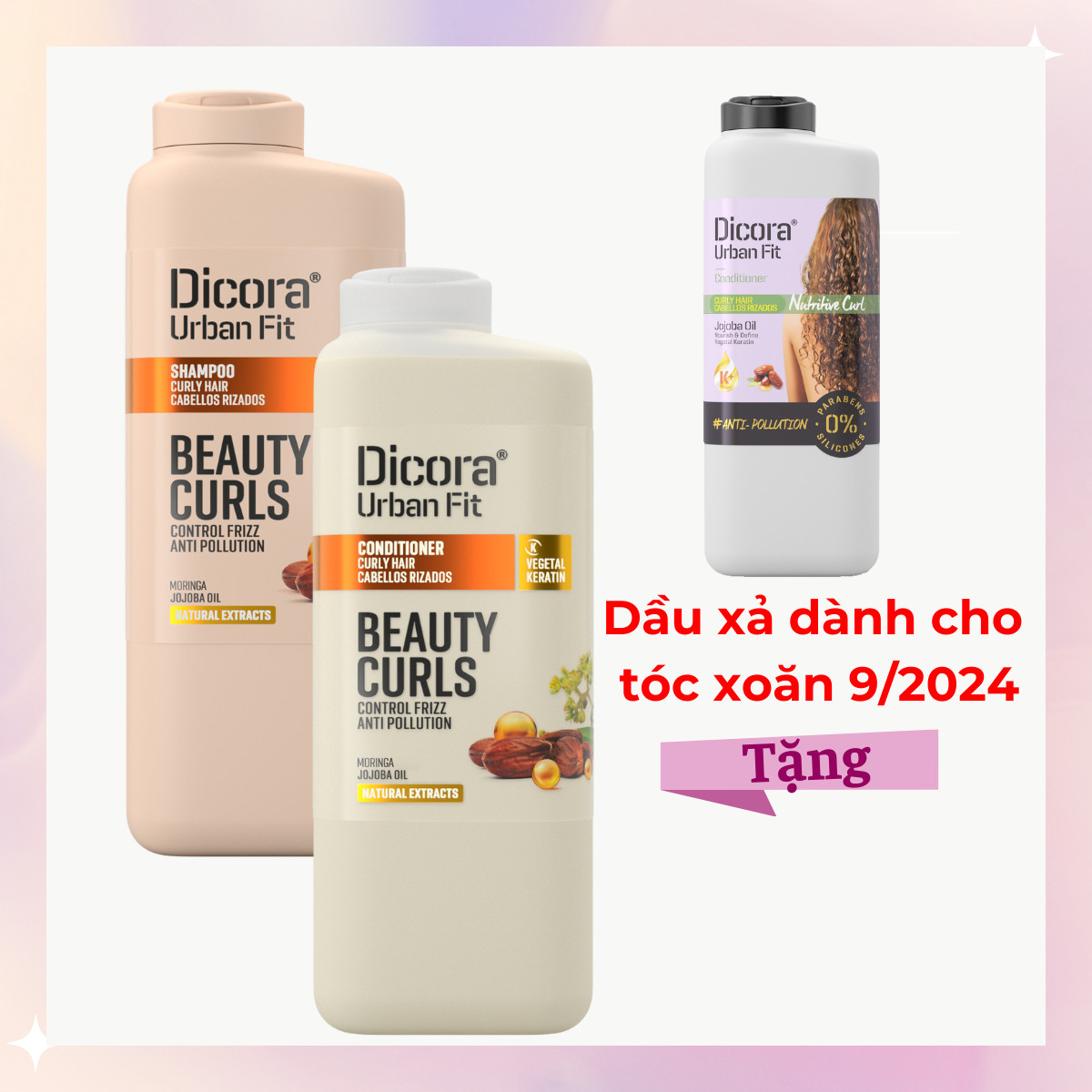 Cặp dầu gội xả định hình nếp tóc dành cho tóc xoăn Dicora Urban Fit Jojoba Oil 400ml - BioTopcare Official