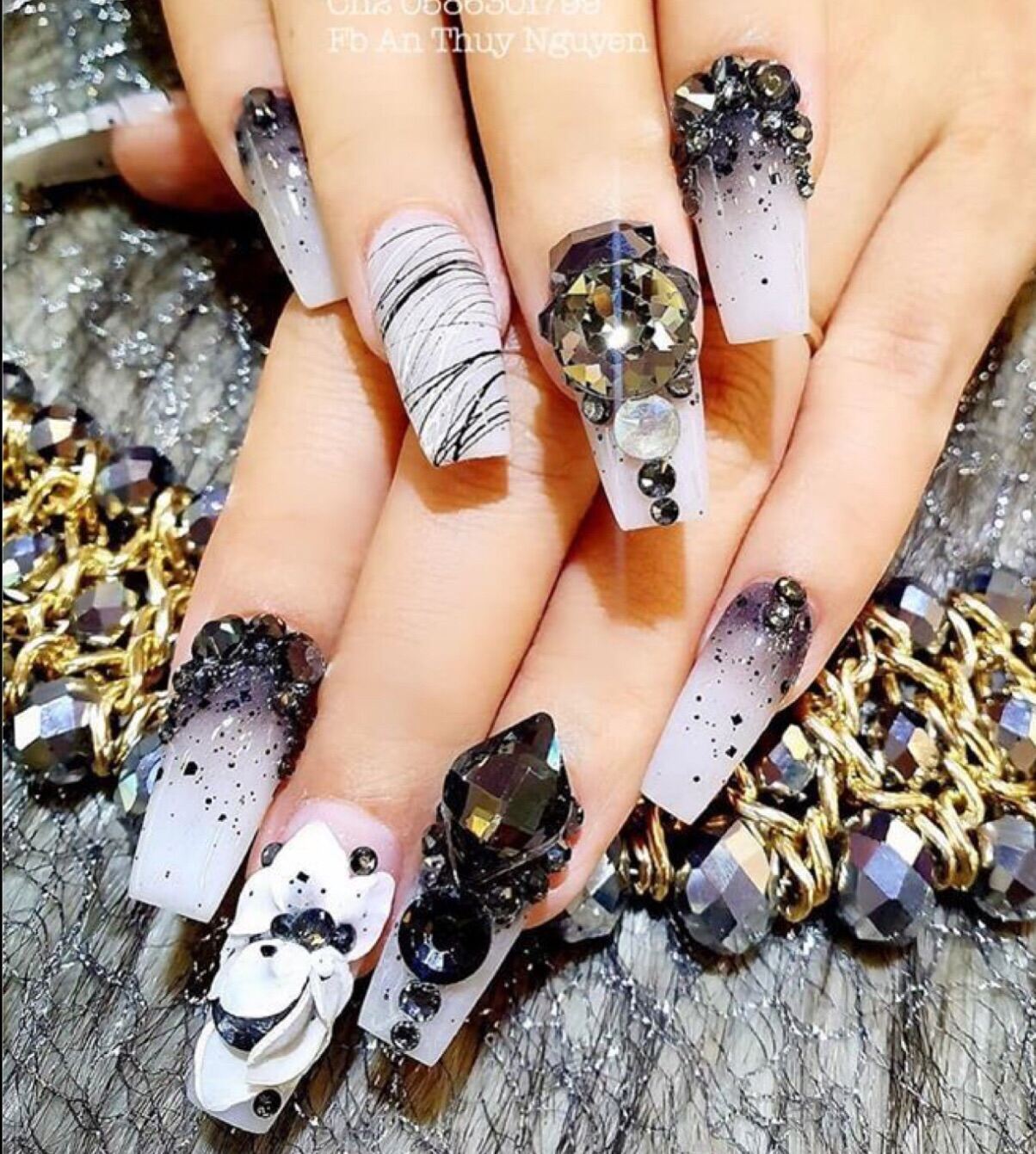 Móng giả - nail thiết kế sơn gel - bộ 24 móng kèm keo