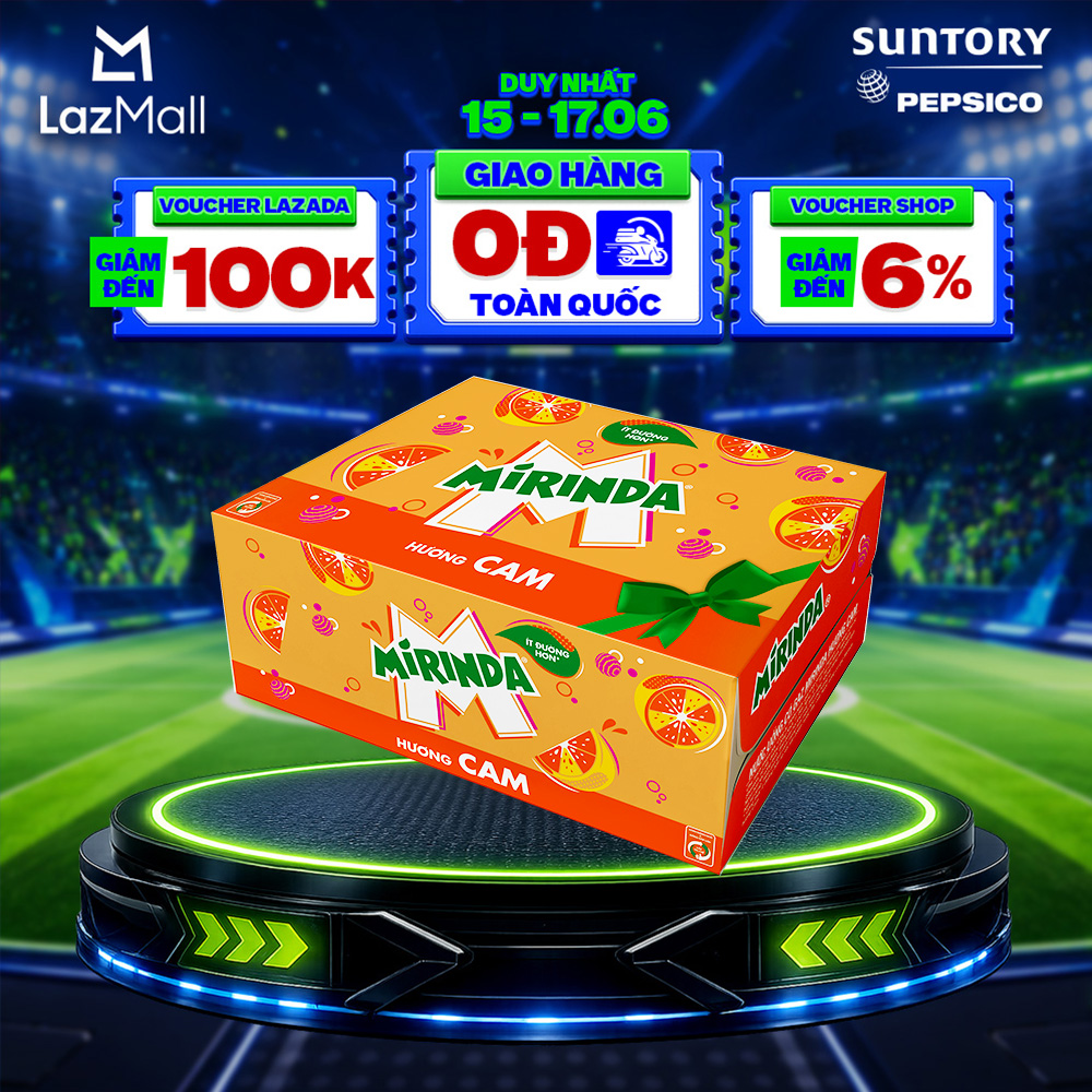 [SALE 15.6] Thùng Nước Ngọt Giải Khát Có Gaz Mirinda Cam (320ml/lon)