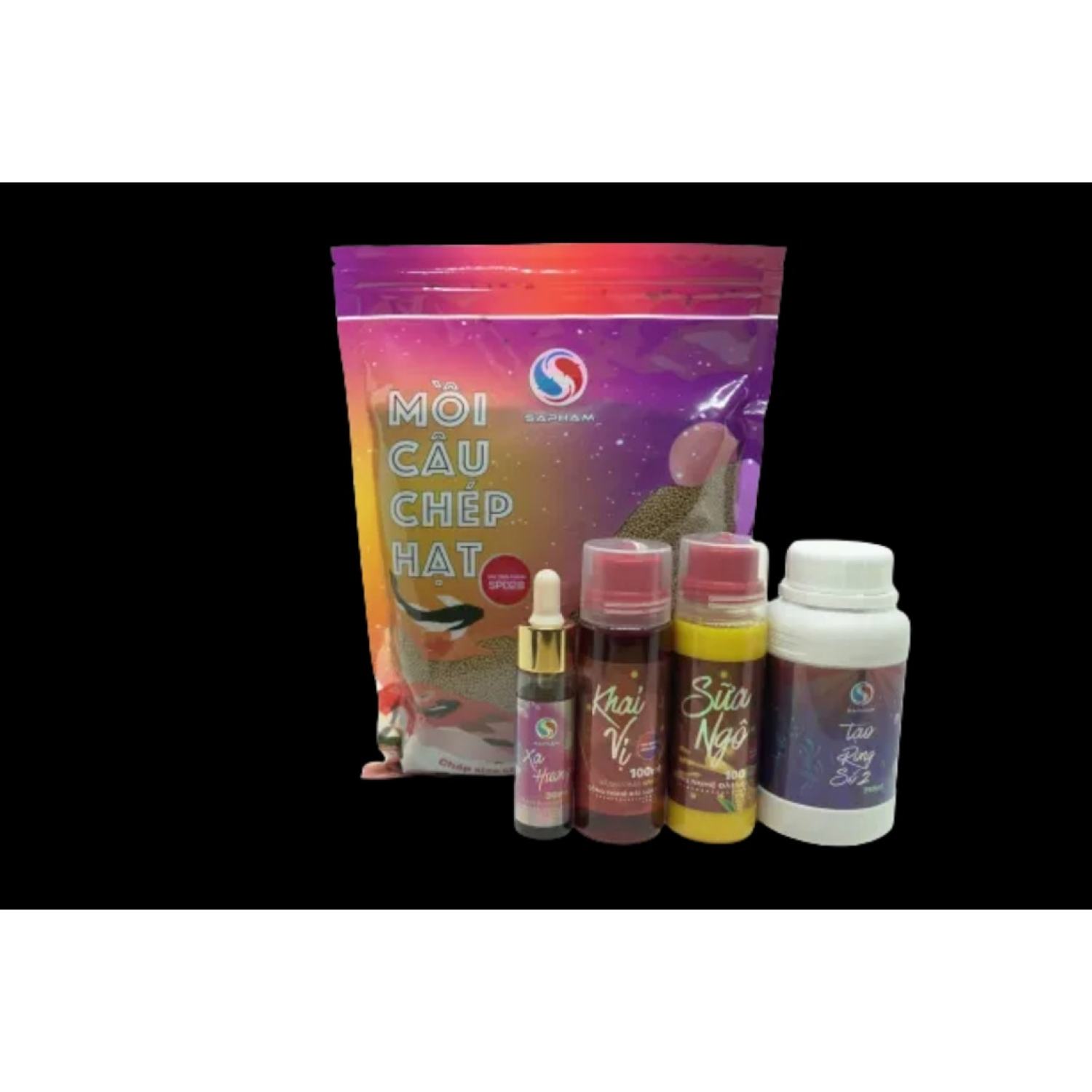 Combo câu chép: Mồi câu chép hạt + Sữa ngô + Khai vị + Xạ hương + Tạo rong số 2 - Mồi Câu Sa Phạm