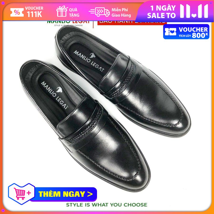 Giày tây - giày công sở nam Manlio Legat màu đen dáng basic G725-B-02
