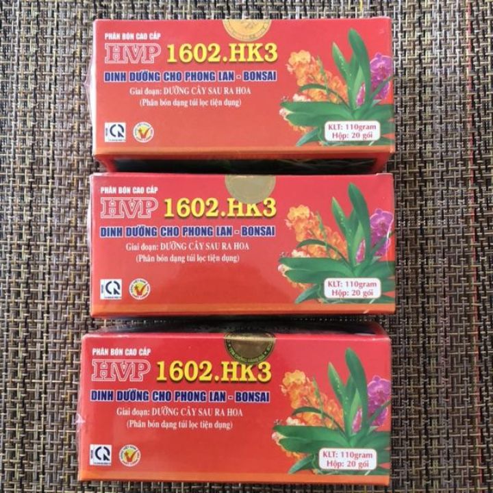 Phân bón chậm tan dạng túi lọc hộp 20 túi NT-1602 HK3 cho phong lan, bonsai giai đoạn cây sau ra hoa