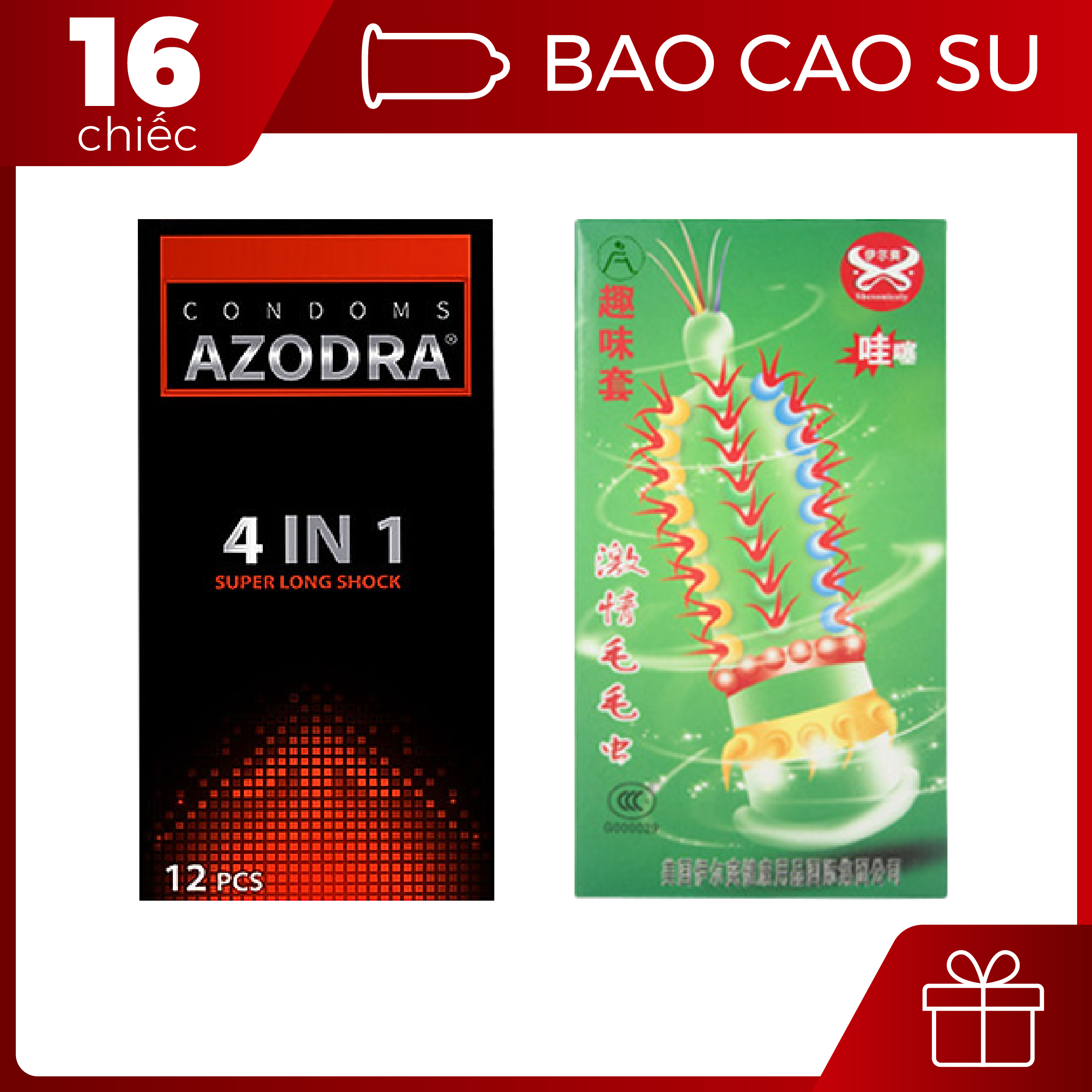 [HCM]Bao Cao Su Malaysia Azodra 12s Kéo Dài Thời Gian + Bao Cao Su Gai 4c - 1 set - BigBull Shop