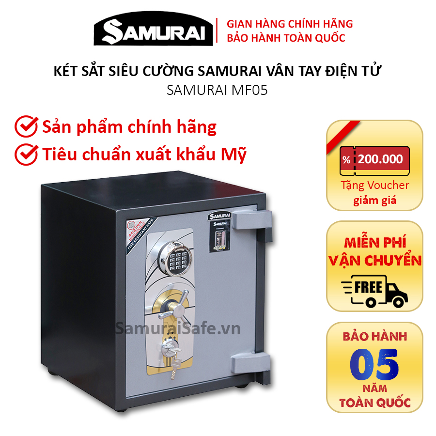 Két sắt siêu cường samurai mf05 chống cháy, chống cạy khóa vân tay điện tử cao cấp