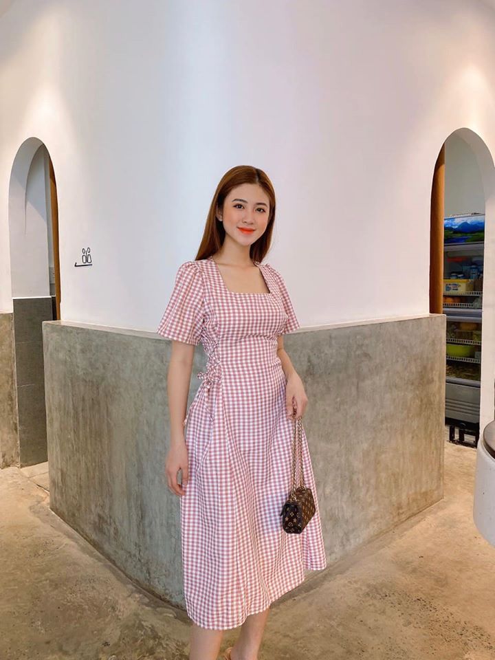 Đầm caro midi bigsize cỡ lớn 70-85kg