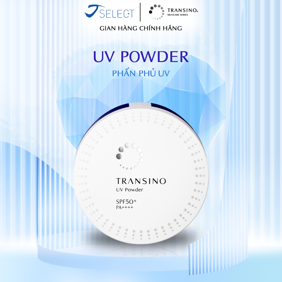 Phấn dưỡng trắng da chống tia uv spf 50+ transino 12g