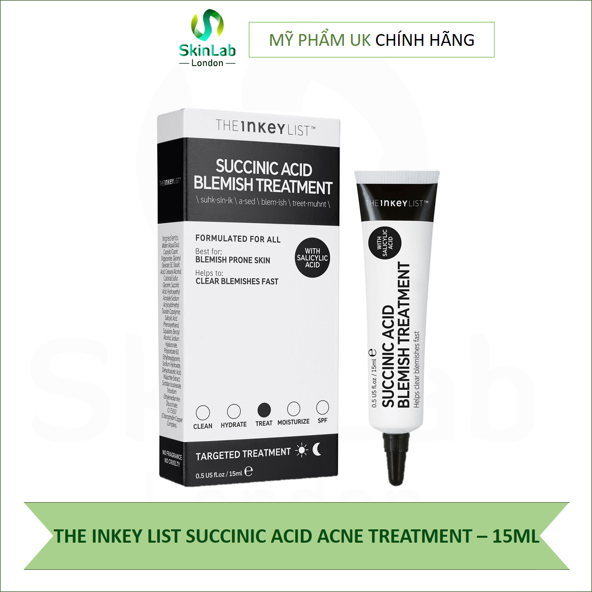 Kem chấm mụn THE INKEY LIST SUCCINIC ACID ACNE TREATMENT – 15ML (Bill Anh)