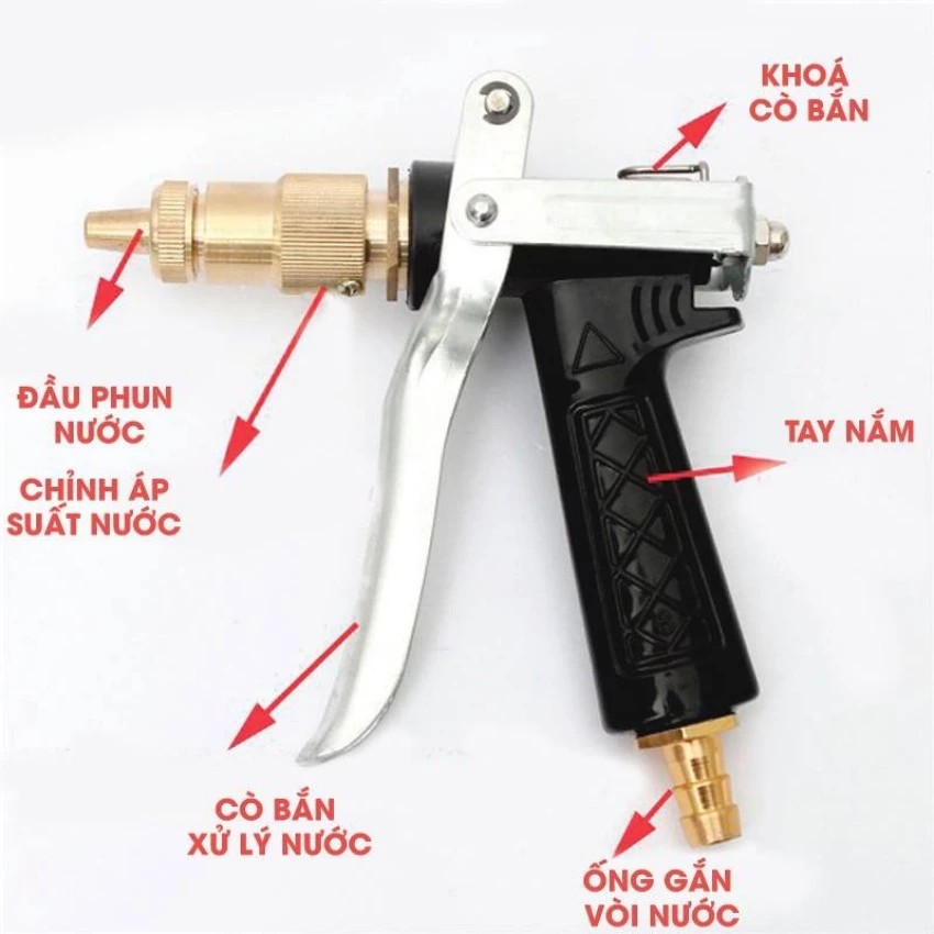 [XẢ HÀNG] [5 IN 1] Vòi xịt tăng áp, Vòi xịt nước tưới cây, rửa xe áp lực cao kim loại (5 trong 1)