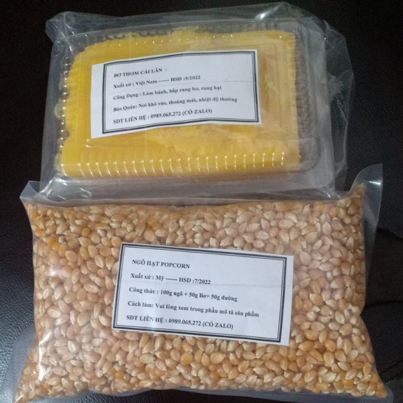 Combo 1kg ngô Mỹ   1 túi 500g Bơ Thực vật