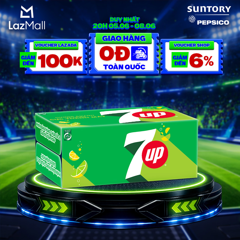 [SALE 6.6] Thùng Nước Ngọt Giải Khát Có Gaz 7Up (320ml/lon)