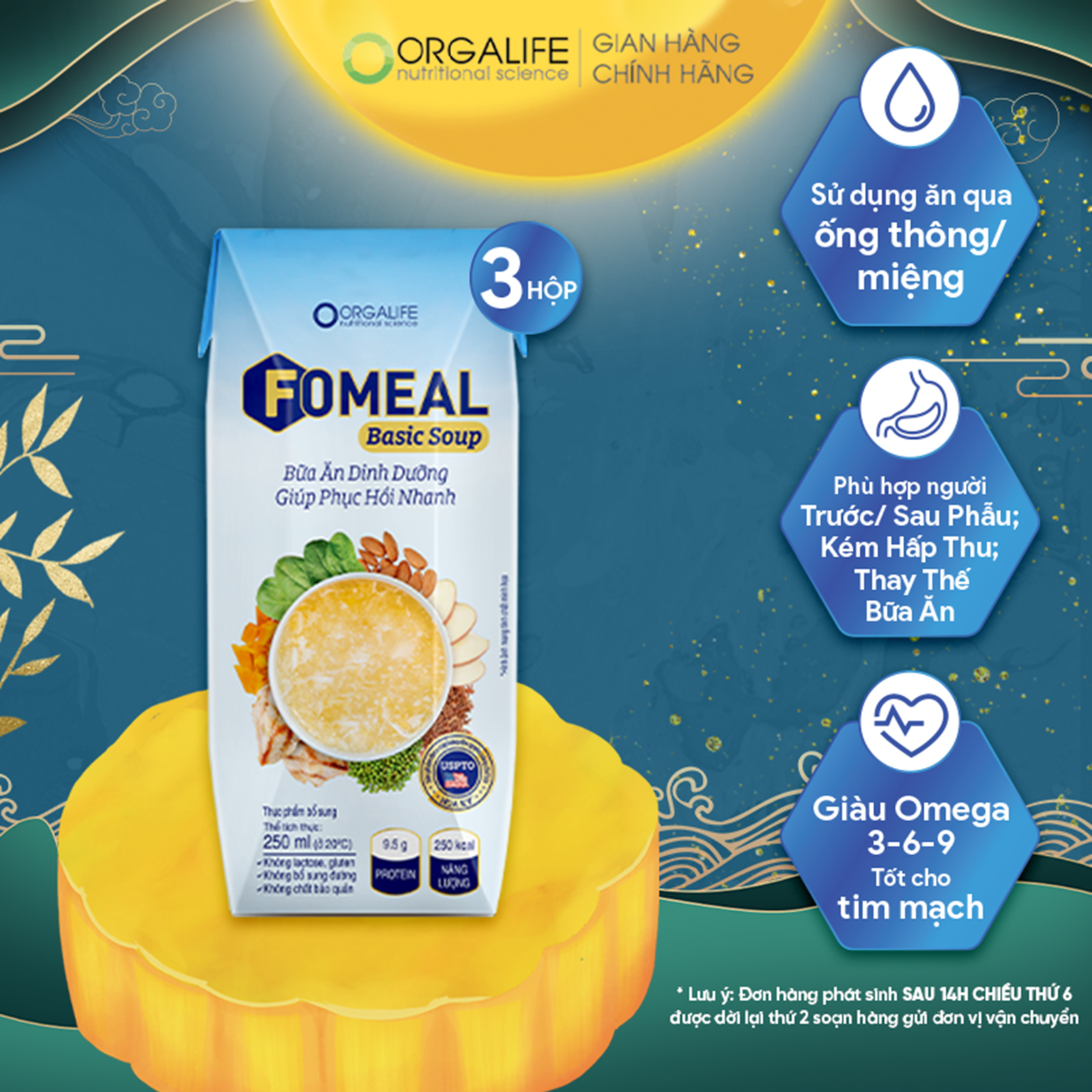 Thực phẩm dinh dưỡng Fomeal Basic Soup 250ml/hộp - Thay thế bữa ăn, Dạng lỏng dễ hấp thụ dành cho người bệnh - Orgalife