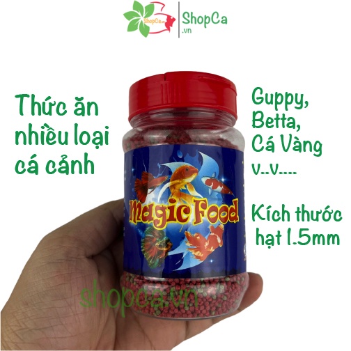 Thức ăn cho cá Magic Food Hủ 100gr hạt nhỏ 1.5mm nhiều dòng cá betta, guppy, cá vàng