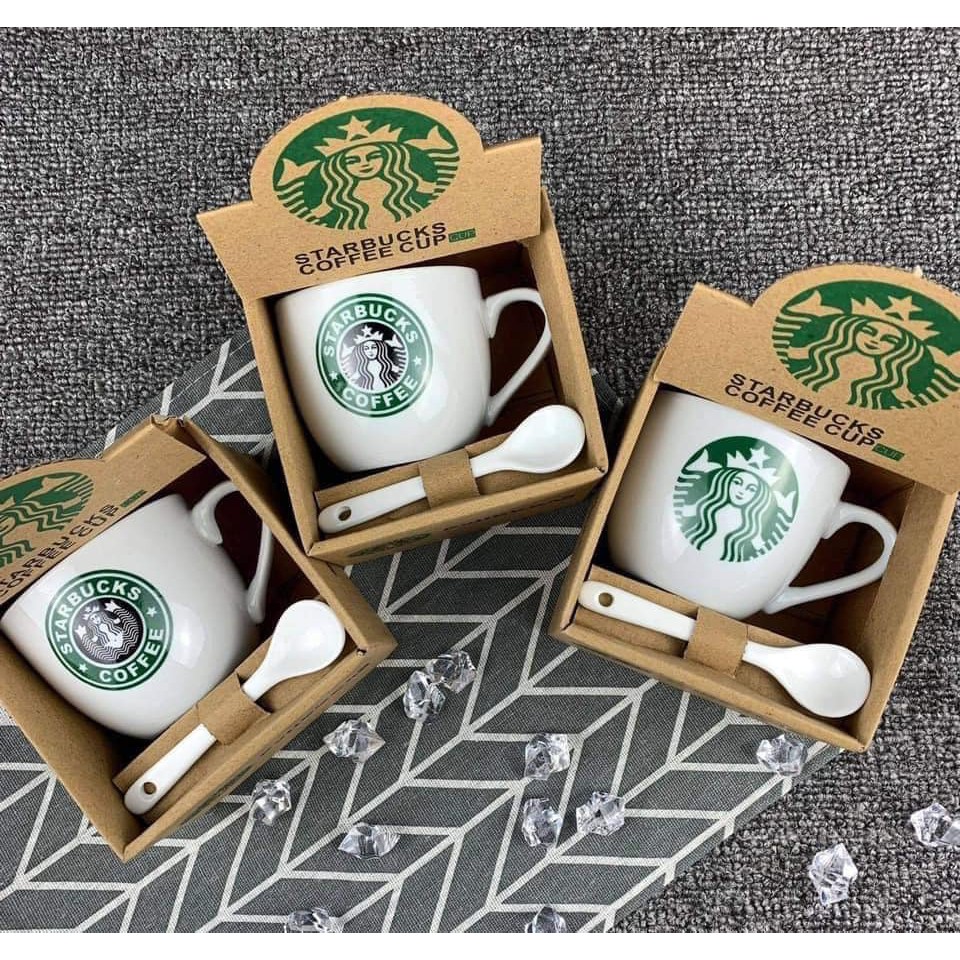 Ly kèm muỗng starbuck set 3 cực sang trọng