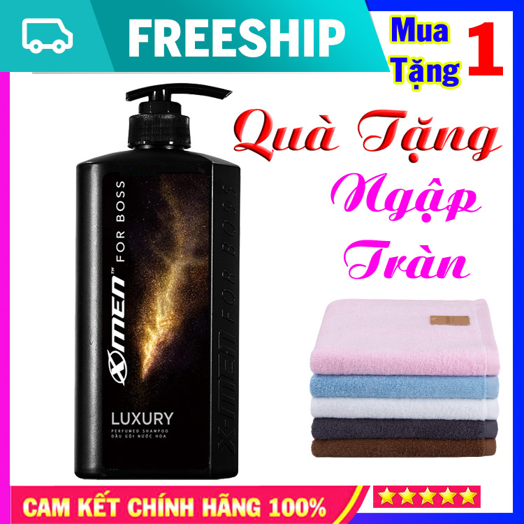 Dầu gội nước hoa X-Men For Boss Luxury 650g - Mùi hương sang trọng tinh tế [TẶNG KÈM] Khăn Tắm Mềm Mại