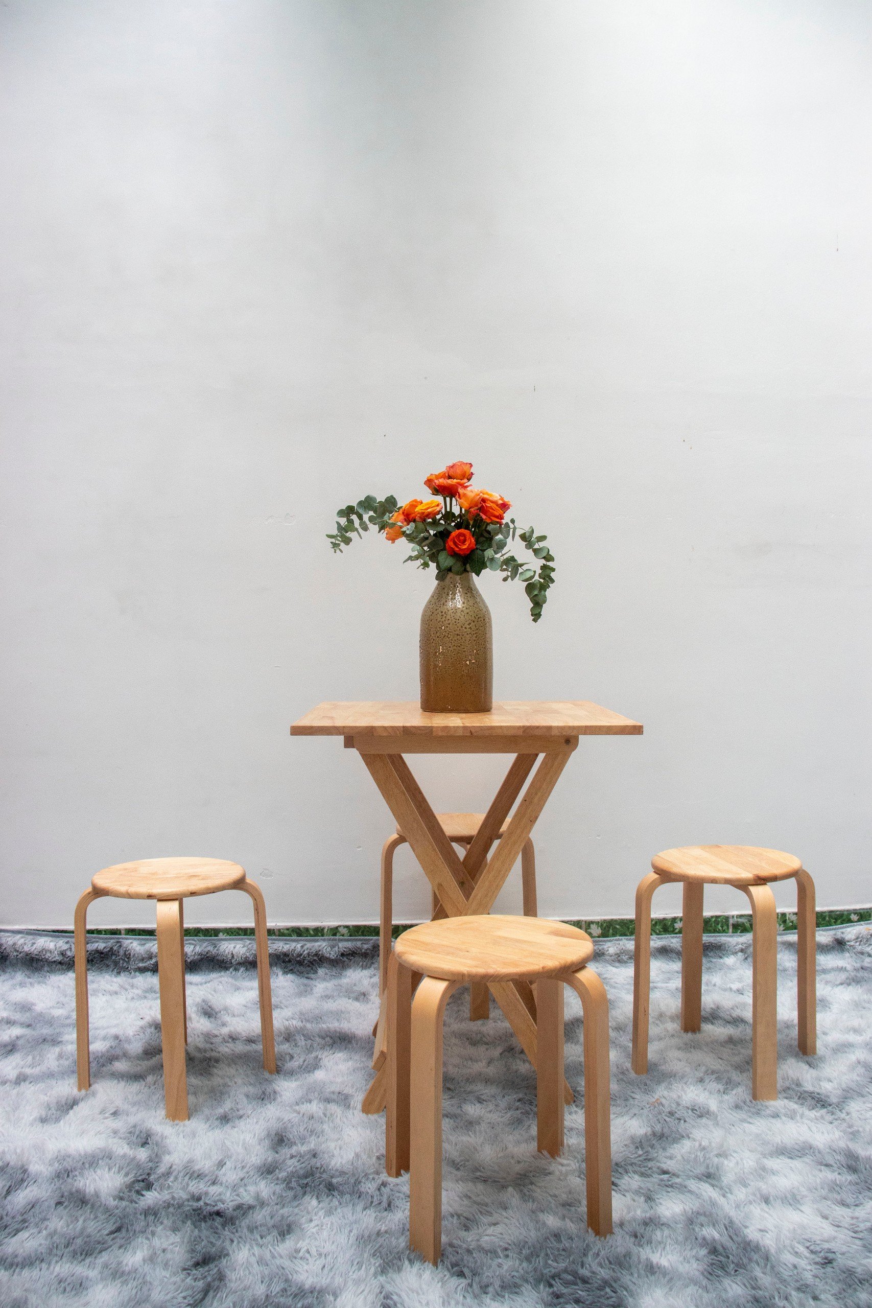 Bàn xếp gọn Start Decor - Gỗ cao su tự nhiên - Chiều cao 73 cm, đường kính mặt bàn 60 cm - Hình tròn/ Vuông