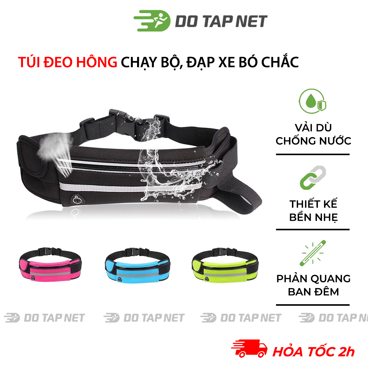 Túi Đeo Bụng Chạy Bộ Chống Thấm Nước Thiết Kế Nhỏ Gọn Với Dây Đeo Co Giãn