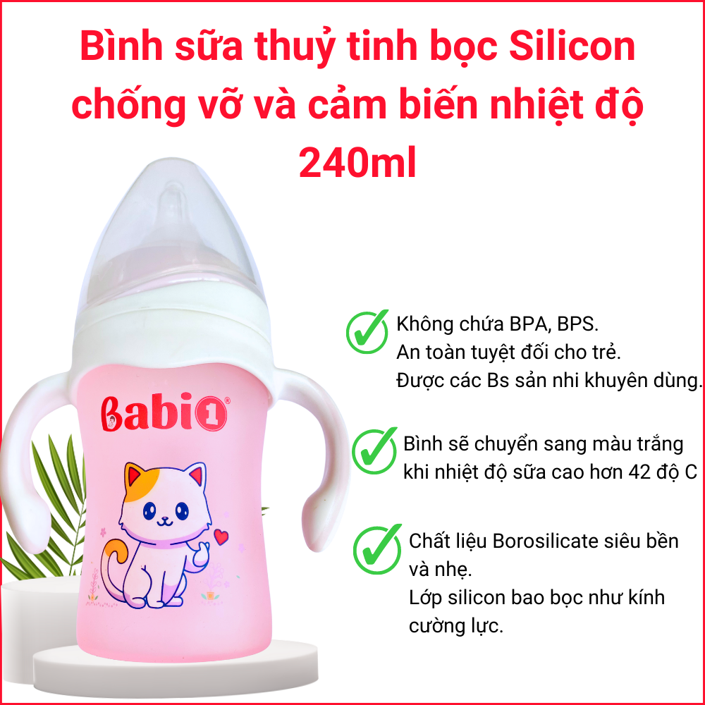 Shatterproof silicone coated glass feeding bottle and temperature sensor