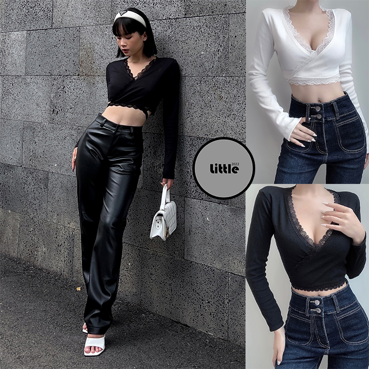Áo Croptop Cột Dây Quanh Eo Hoặc Sau Lưng Bigsize Dưới 80Kg Viền Ren Gợi Cảm Thích Hợp Mặc Mùa Hè Màu Trắng "REN"