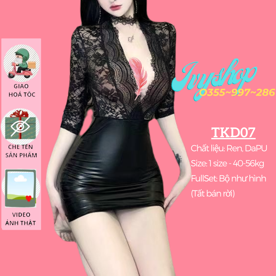 Cosplay thư ký sexy bộ ngủ dài tay cosplay thư ký freesize co giãn cut out táo bạo - tk006 tk007