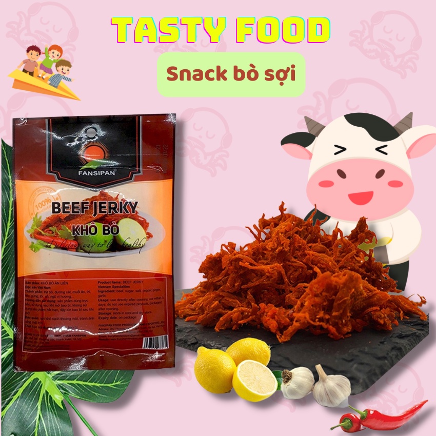 [GIÁ SỈ- HOÀN TIỀN 12%]- Combo 2 gói khô bò xé sợi thượng hạng thơm ngon loại gói 50g HSD 9 tháng, bò khô sợi thơm ngon an toàn vê sinh, khô bò sợi giòn ngon đậm vị loại 1, Đồ ăn vặt Tasty Food