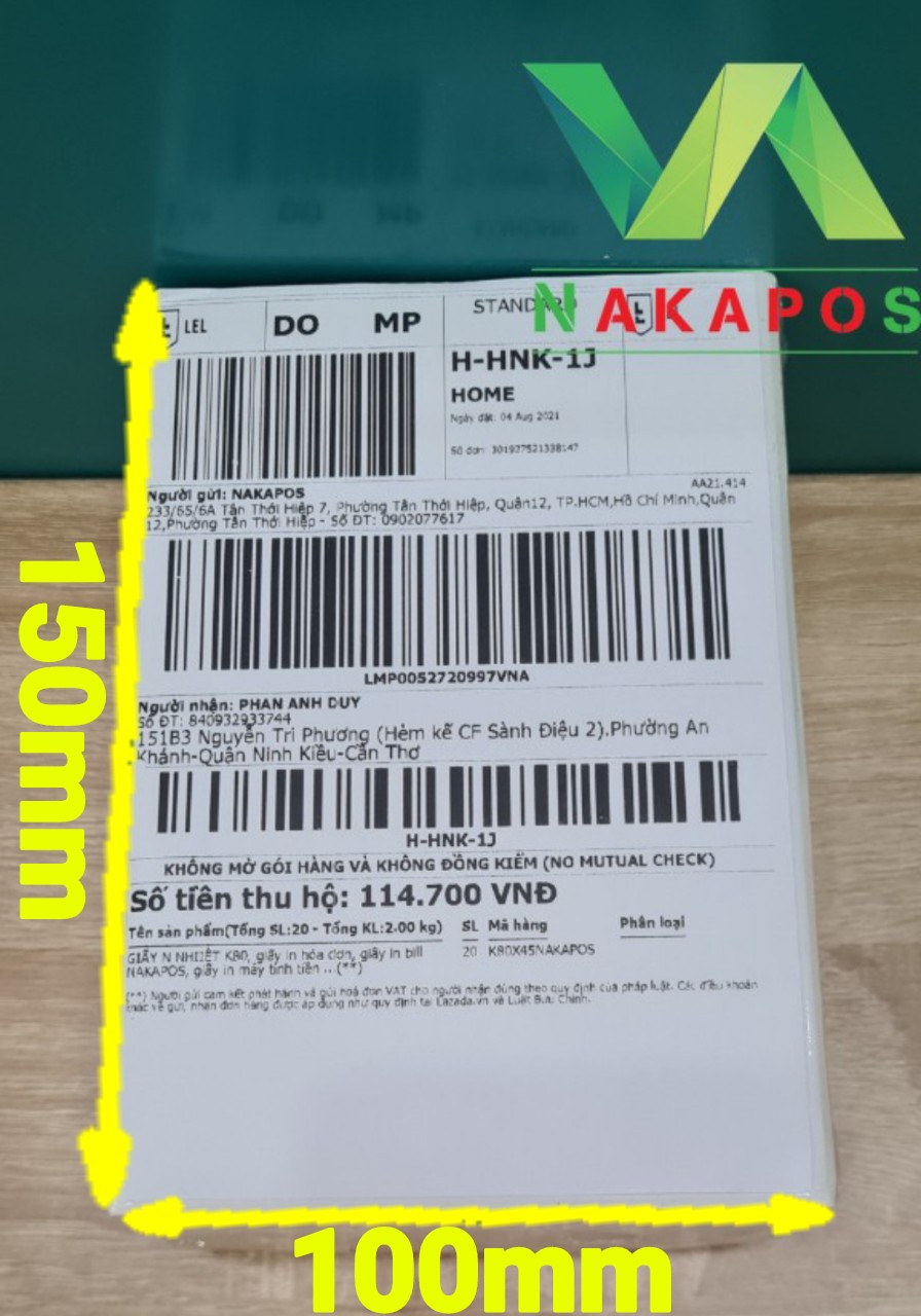 Giấy in đơn hàng, in vân đơn , đơn tmđt a7 khổ 75x100mm , a6 khổ 100*150 tem