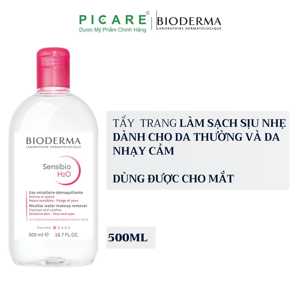 [GIẢM 20K ĐƠN 399K] Nước Tẩy Trang Và Làm Sạch Dành Cho Da Nhạy Cảm Bioderma Sensibio H2O 500ml