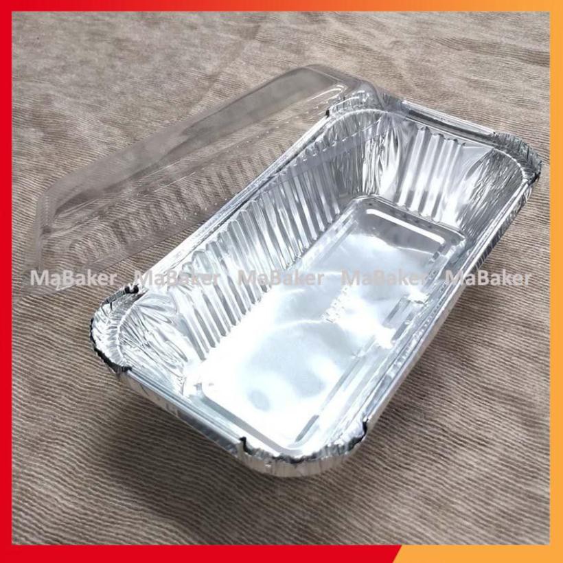 Set 50 khay giấy bạc chữ nhật có nắp cao cấp, an toàn tiện dụng - MaBaker