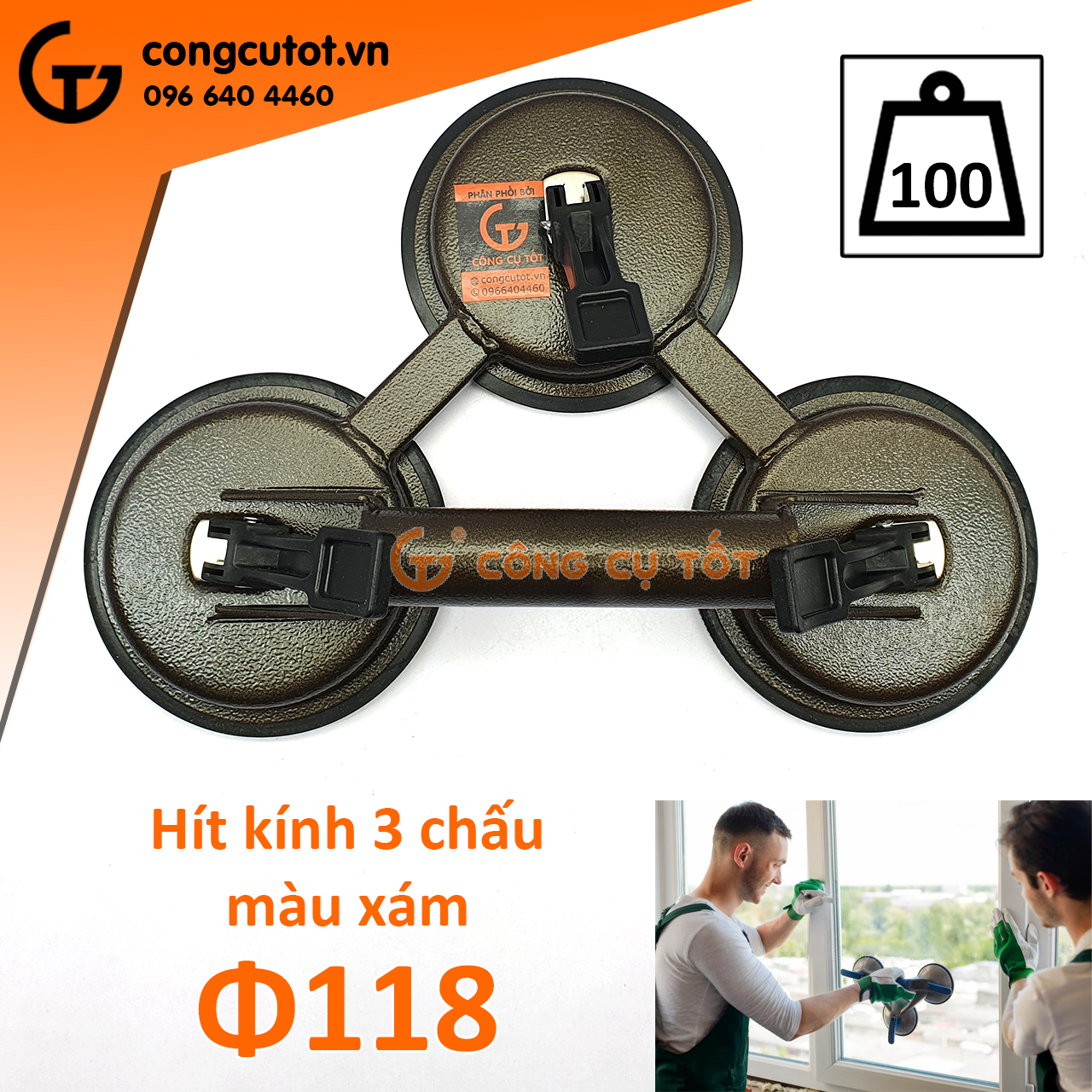 Tay hít kính, hít gạch 3 chấu, 4 chấu