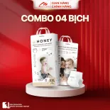 Combo 4 Bịch Tã/bỉm Honey Premium Dán Quần Chính Hãng Mềm Mại, Thoáng Khí Cho Bé