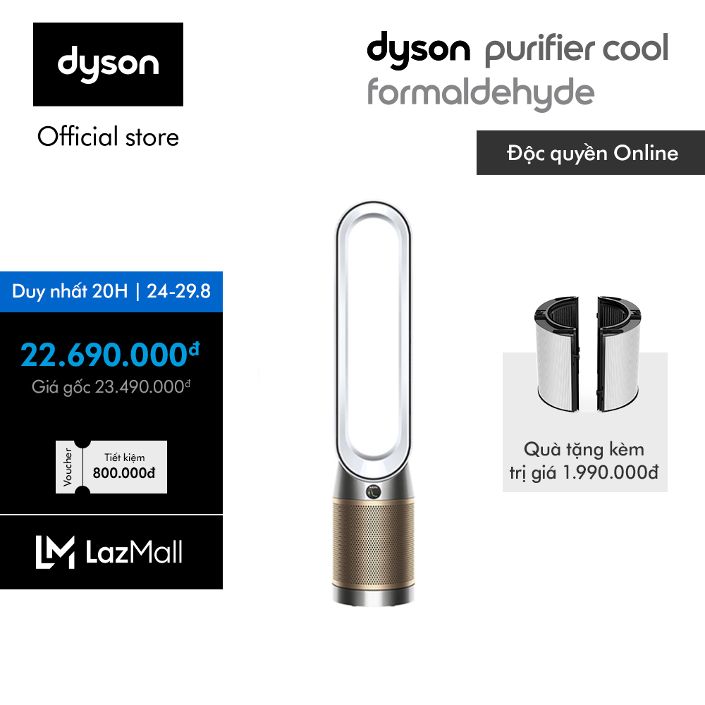 [DUY NHẤT 25-29.8: Tặng Bộ lọc + Voucher 400K] Máy lọc không khí Dyson Purifier Cool ™ Formaldehyde TP09 (Trắng/Vàng)